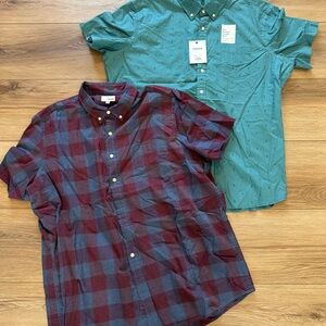 Sonoma Button Up Shirt Mens Stretch Poplin Print Short Sleeve Lot Of 2 Size XXL